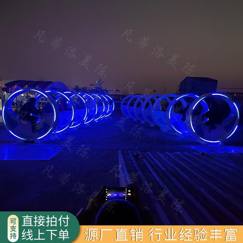 景区引流互动不锈钢喷水自行车脚踏发光单车夜景园林景观游乐设施