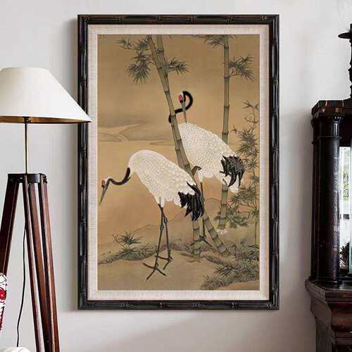 富竹鹤美｜新中式法中式挂画古风复古法式客餐厅玄关壁炉茶室书房