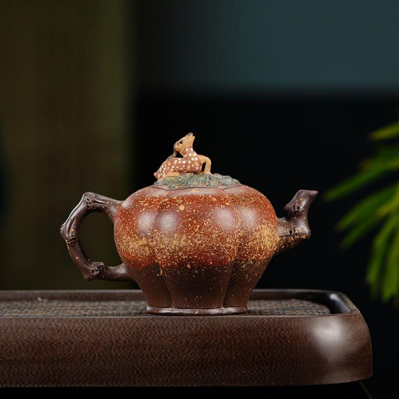 鹿鸣瓜灯紫砂壶家用茶具原矿手工茶壶花器老壶厂家