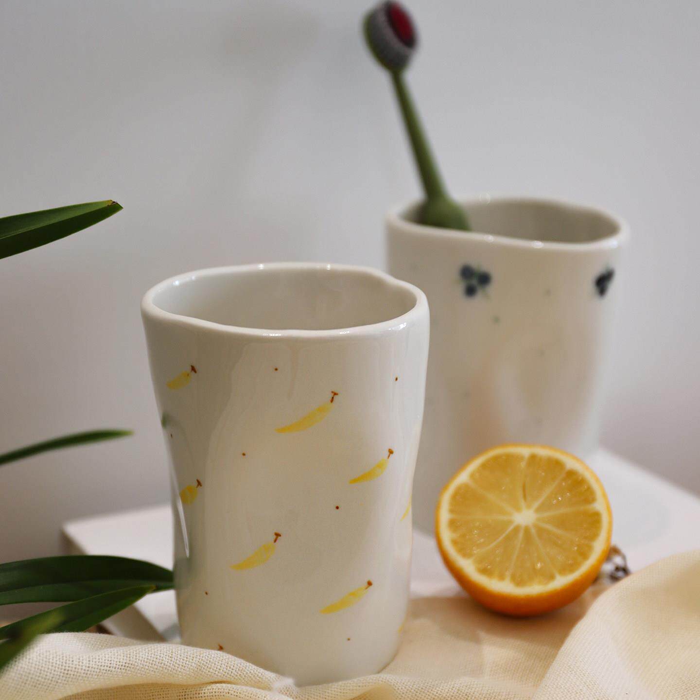 漱口杯情侣刷牙杯轻奢高端手绘陶瓷家用牙杯洗漱杯高级牙刷杯子
