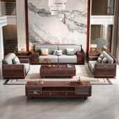 新中式 乌金木全实木沙发户花型别墅DFO高客档厅大现代家用组合雕