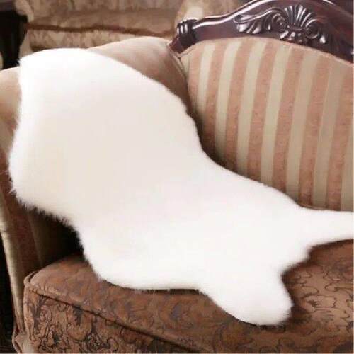 Fluffy Faux Fur Carpet Solid Irregular Rug Mat Chair Seat