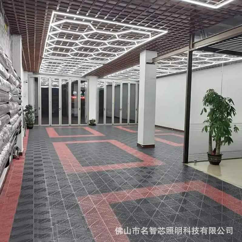 六边形蜂窝灯洗车房防水防尘工位灯 车库贴膜专用LED吊顶灯14孔