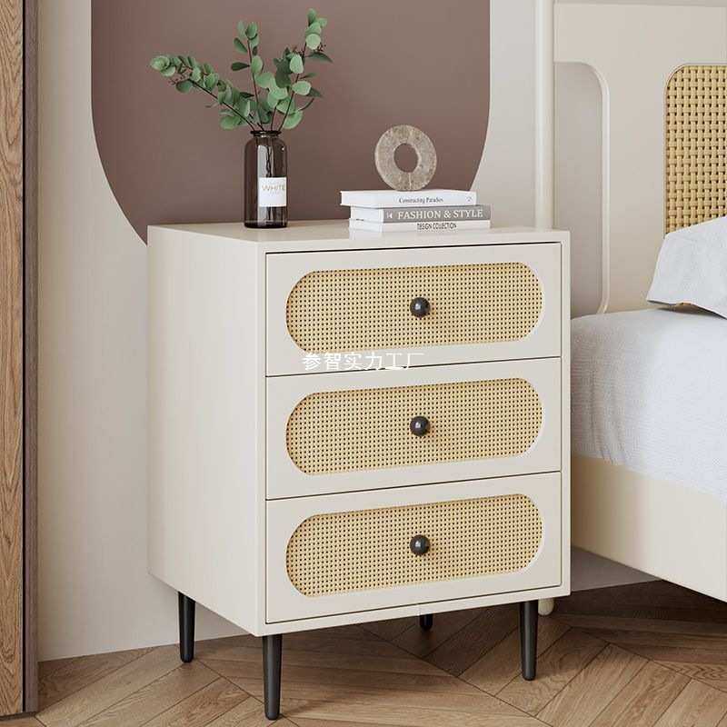 实木床头柜中古北欧简约现代藤编小柜子民宿卧室收纳斗柜置物柜子,住宅家具,床头柜,淘宝优惠券,粉丝福利购,淘宝优惠卷