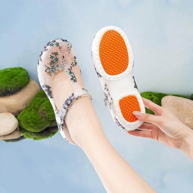 正品洞洞鞋女夏新款孕妇外穿防滑老人沙滩果冻鞋包头医护凉0305r