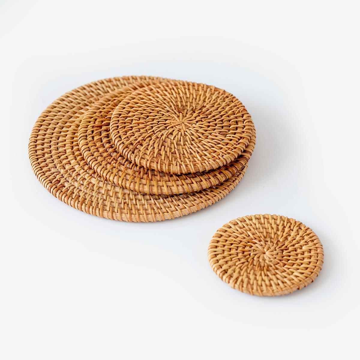 日式天然手工藤编杯垫桌面餐具隔热垫茶杯茶壶垫子防烫锅垫