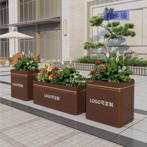 不锈钢花箱组合商业街市政道路样品屋展示中心社区外摆围栏隔断花