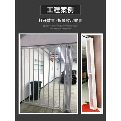 铝合金水晶折叠门商场洗车店定做透明弧形卷帘门隔断推拉门无下轨