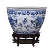 景德镇陶瓷2024新款 创意室外造景栽花盆 手绘陶瓷大号鱼缸新中式