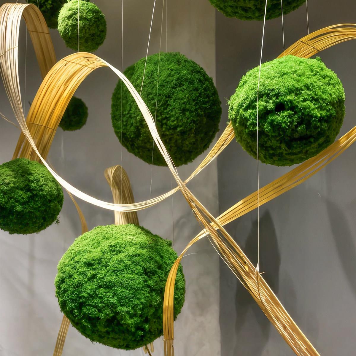 仿真绿植苔藓球青苔草球植毛圆球别墅室内橱窗吊顶挂件假绿球装饰