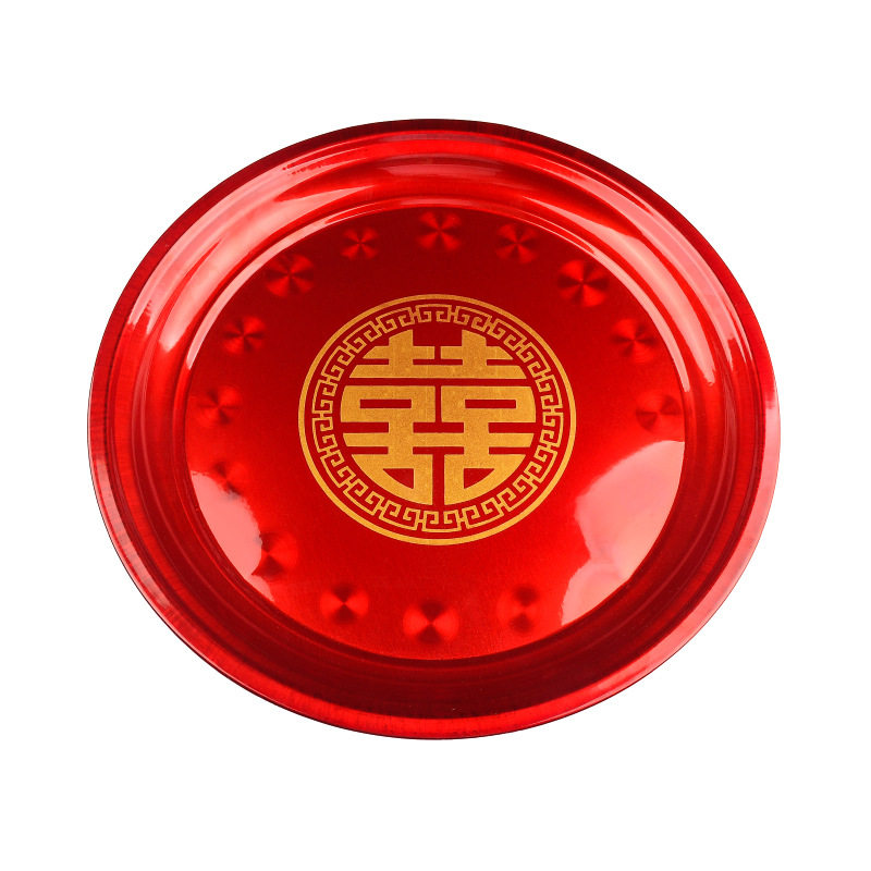 糖果盘喜庆茶盘结婚庆用品红糖盘水果盘婚礼喜盘红色果盘新娘托盘