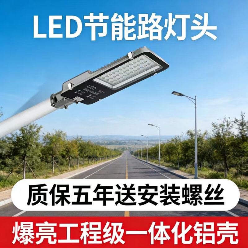 LED路灯灯座户外防水超亮100挑臂新农村道路社区庭院照明220V