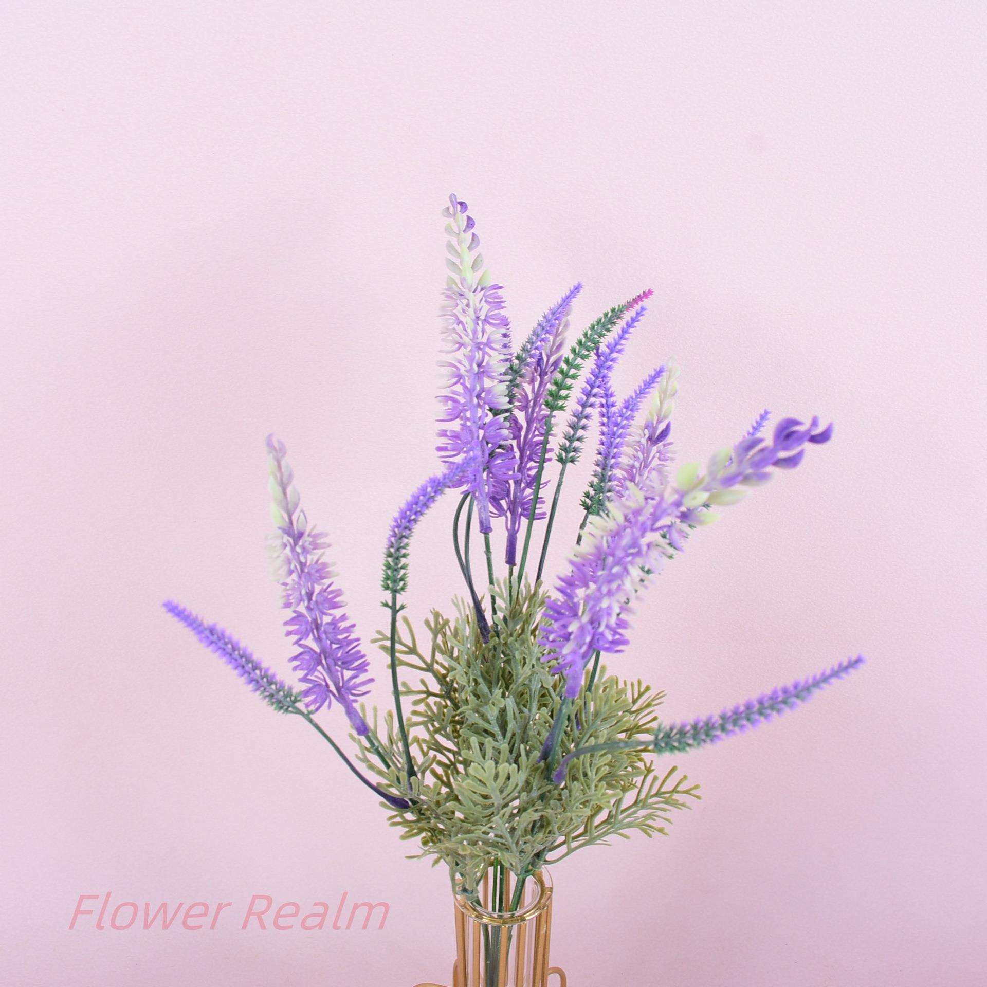 新品仿真毛植薰衣草塑料假花客厅装饰插花摄影道具婚庆用品