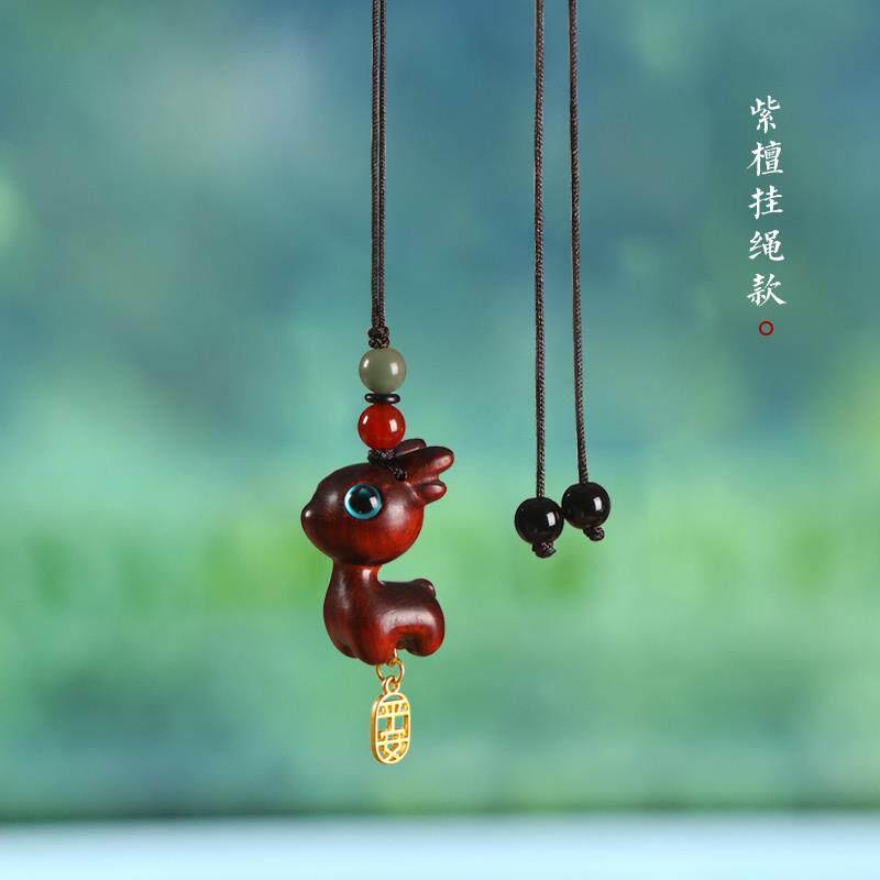 一路平安檀木小鹿汽车后照镜挂件可爱车载内饰汽车挂件吊坠创意挂