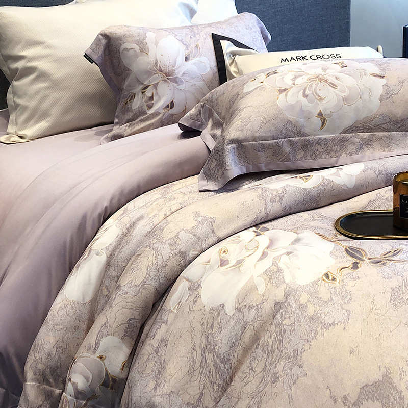 厂家直销超细旦天丝磨毛丨秋冬热力暖感S100热淇淋四件套绵润油画