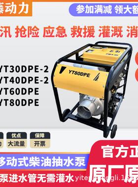 移动式防汛抽水泵2寸3寸4寸6寸电启动手推柴油机自吸泵YT40DPE-2