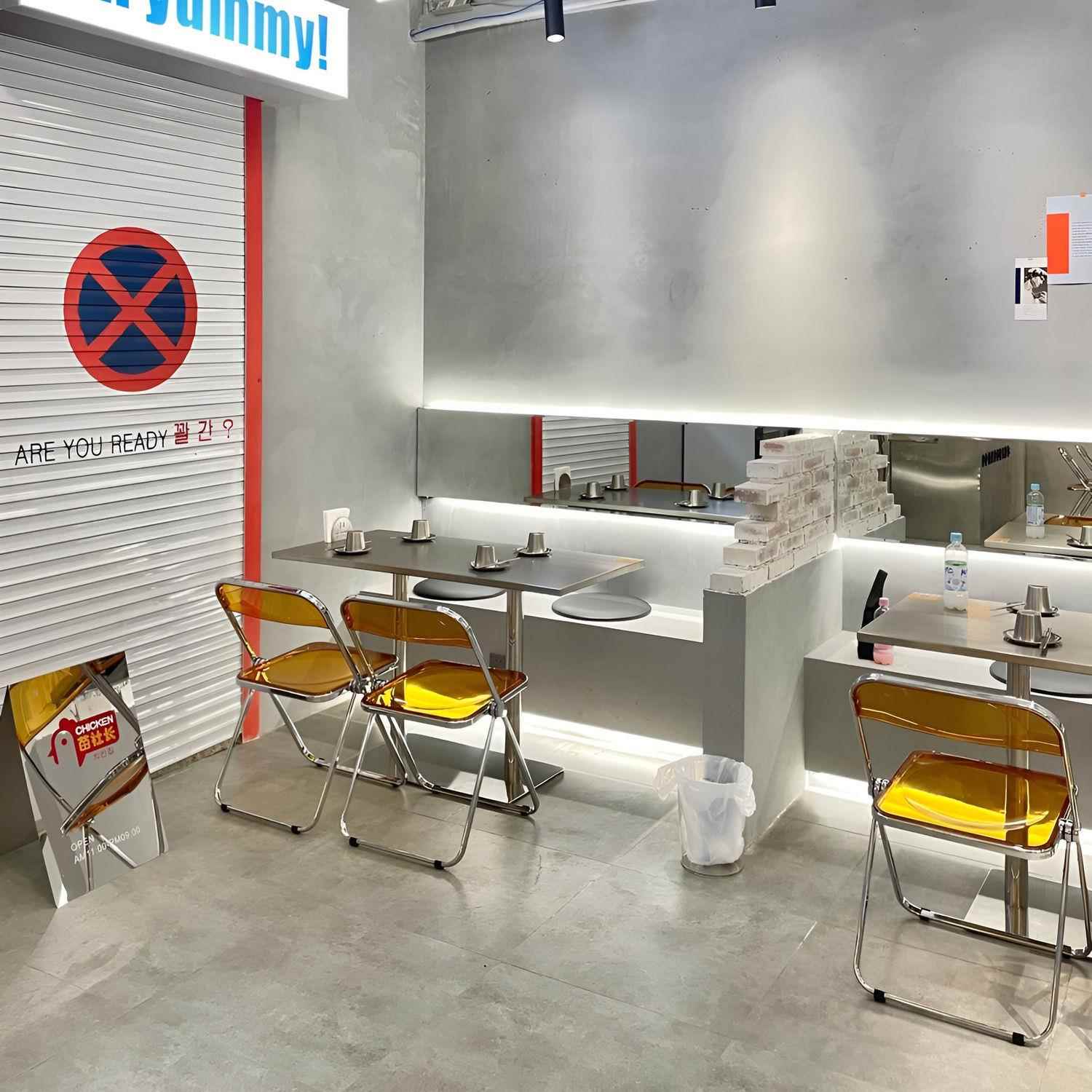 工业风烧烤店桌椅组合米线大排档面馆餐椅不锈钢餐厅网红桌子商用