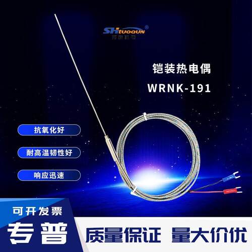 WRNK-191铠装热电偶 可弯曲探针式热电阻 耐高温1100炉温检测探头