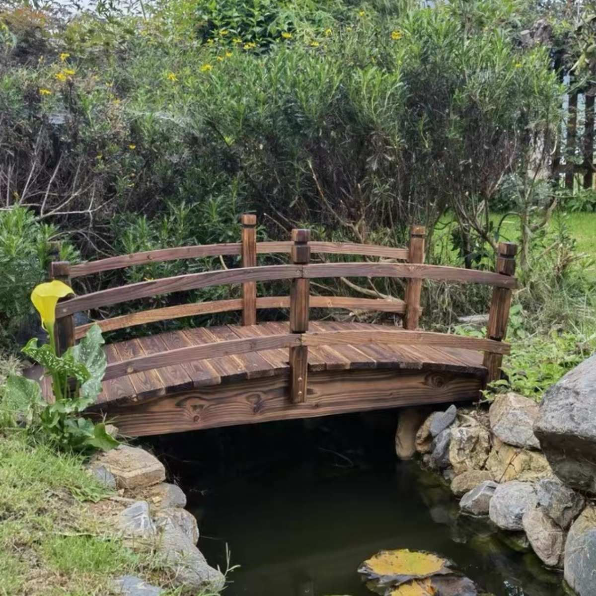 摆件塔花园园林婚礼木桥装饰户外小栈道鹊桥碳化拱桥鱼池安桥