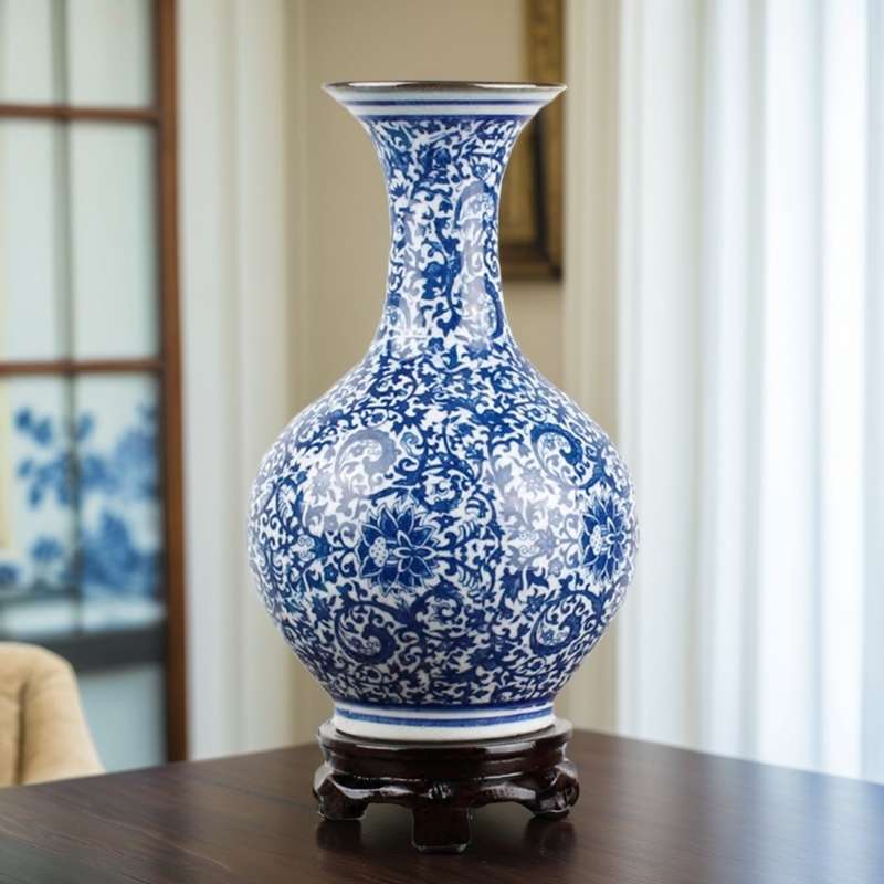 包邮景德镇陶瓷器花瓶家居装饰品古玩小青花瓷博古架酒柜摆件瓷瓶