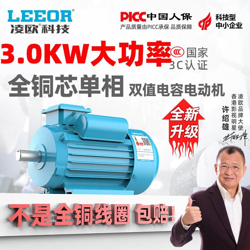 3000W单相电机220V两相3KW千瓦家用电全铜异步马达马达小型