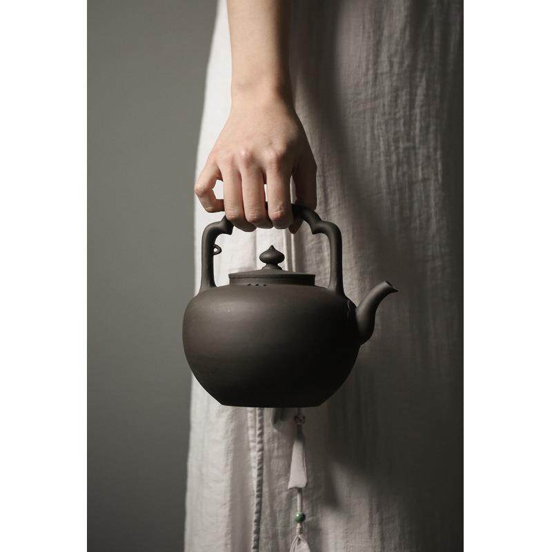 紫砂陶泥纯手工紫泥电陶炉烧水明火煮茶壶提梁茶壶可养吴经耐高温