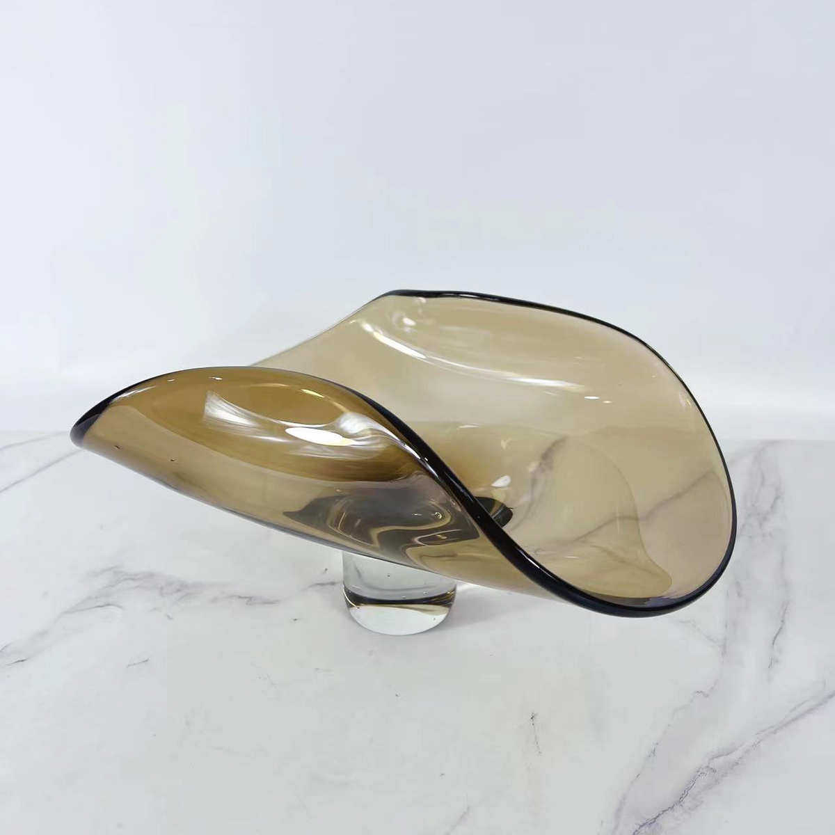 简约琉璃茶色花瓶托盘家居客厅餐桌电视柜书房样板房摆件装饰