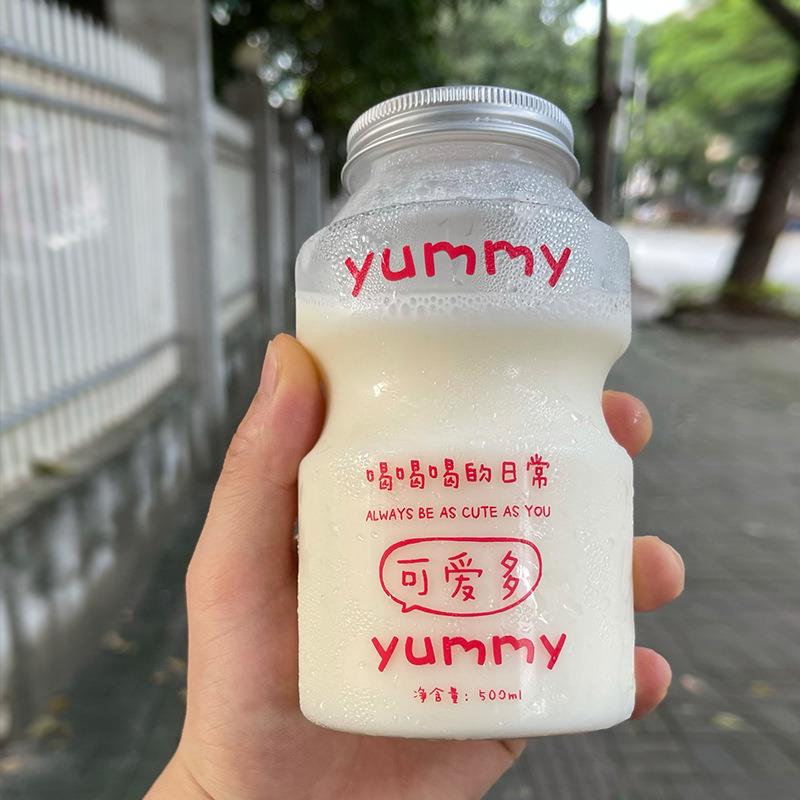 奶茶杯一次性酸奶5m瓶饮料瓶00l支持007LOOG印塑料杯密封盖子
