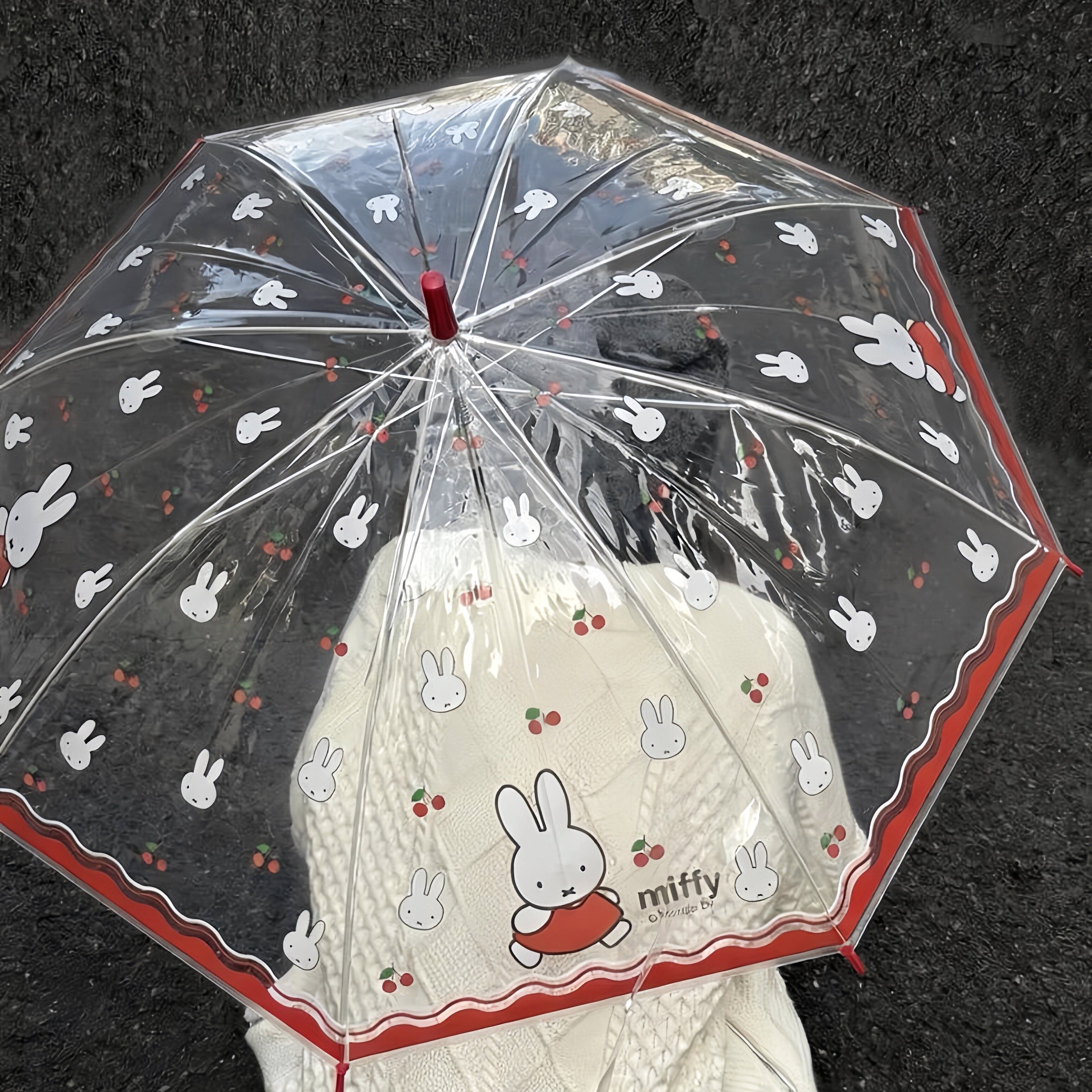 正版米菲兔雨伞磨砂透明雨伞直杆长柄雨伞折叠雨伞抗风小巧便携伞图片