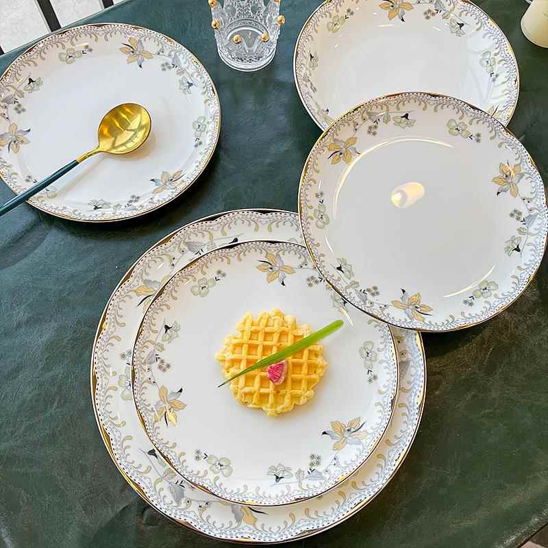 可微波8英寸盘子家用菜盘餐盘感法式复古骨瓷圆菜碟2025新款