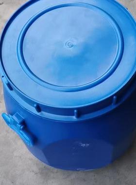 英墩塑圆桶法兰桶60L铁箍桶塑料桶形圆化工塑料桶HMV料60L升