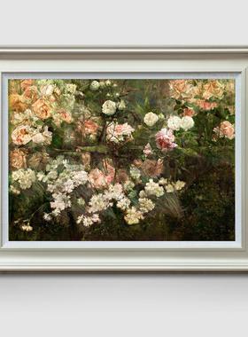 正品风色式五花园古典田月园花油美客厅餐厅卧画室书房入口装饰画