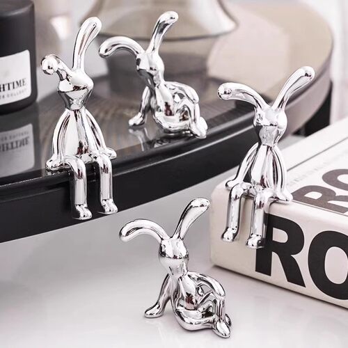 Creative Electroplated Rabbit Figurine, Luxurious Living Roo