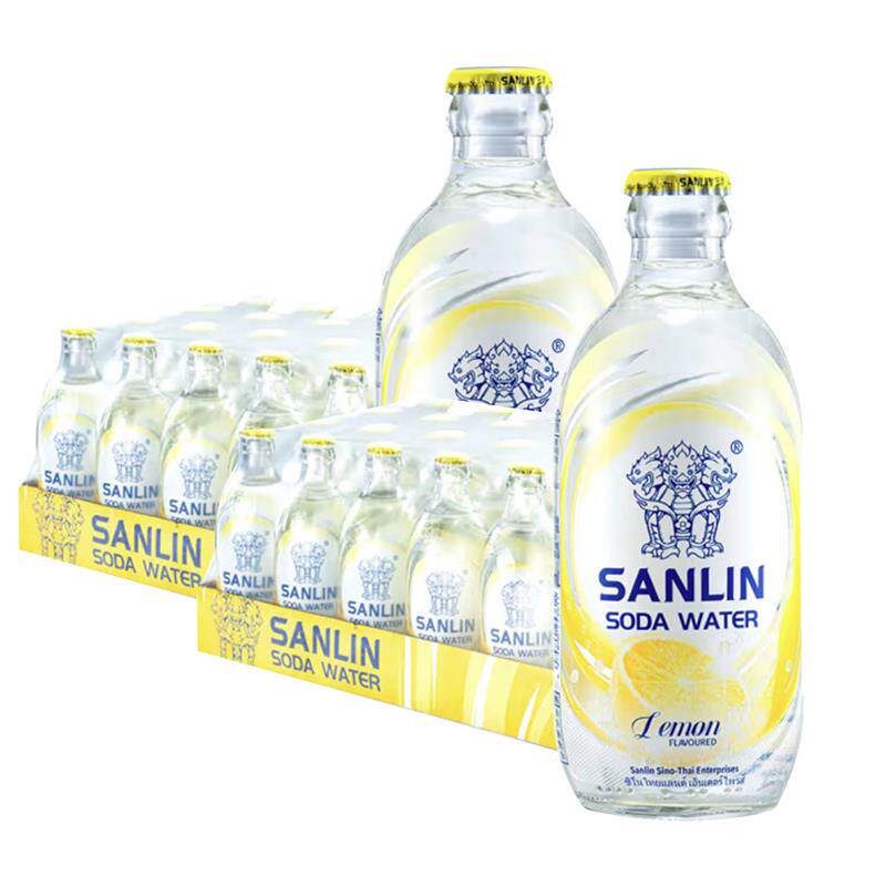 SANLIN三麟苏打水无糖气泡水柠檬味335ml*24瓶*2箱整0糖0卡0脂肪