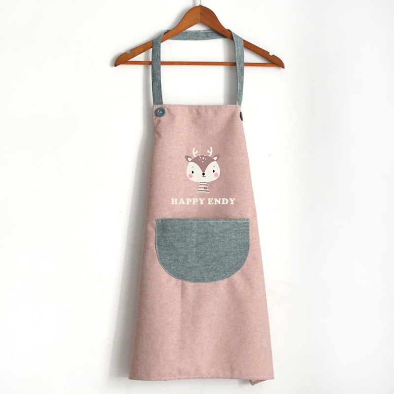 新款阳离子帆布围裙女加厚PVC防水防油家用包邮厨房网红可爱