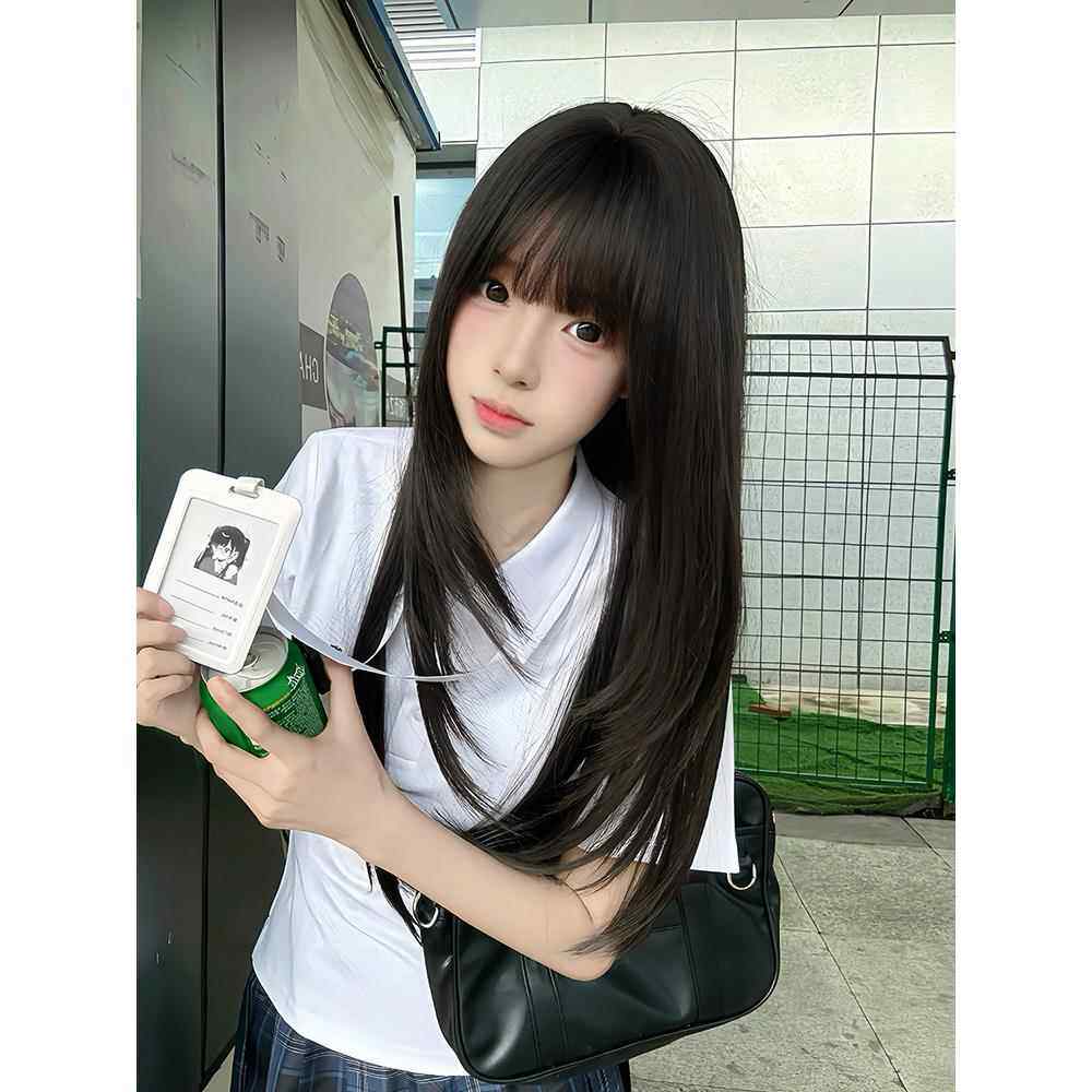 【漫画少女】假发女高层次黑长直二次元jk齐刘海Lolita假发全头套