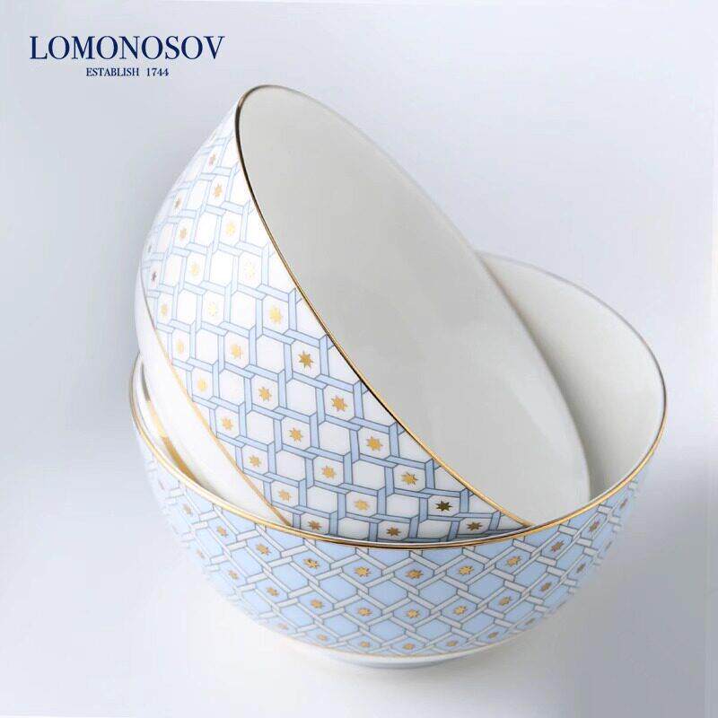 lomonosov俄皇瓷器STAR金边骨瓷碗欧式4.5寸小碗米饭碗家用4祇装