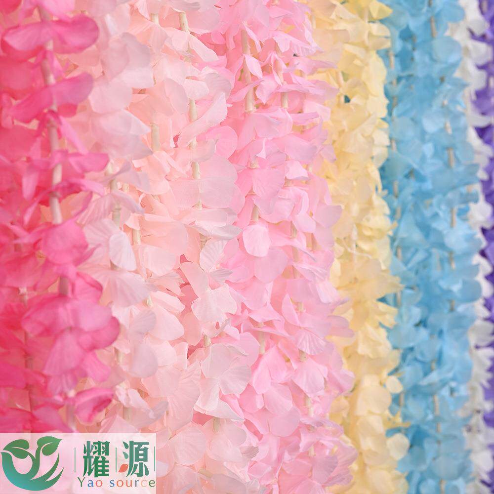 仿真洋兰串花藤绣球花藤条 婚礼堂酒店吊顶花材装饰 紫罗兰花条藤