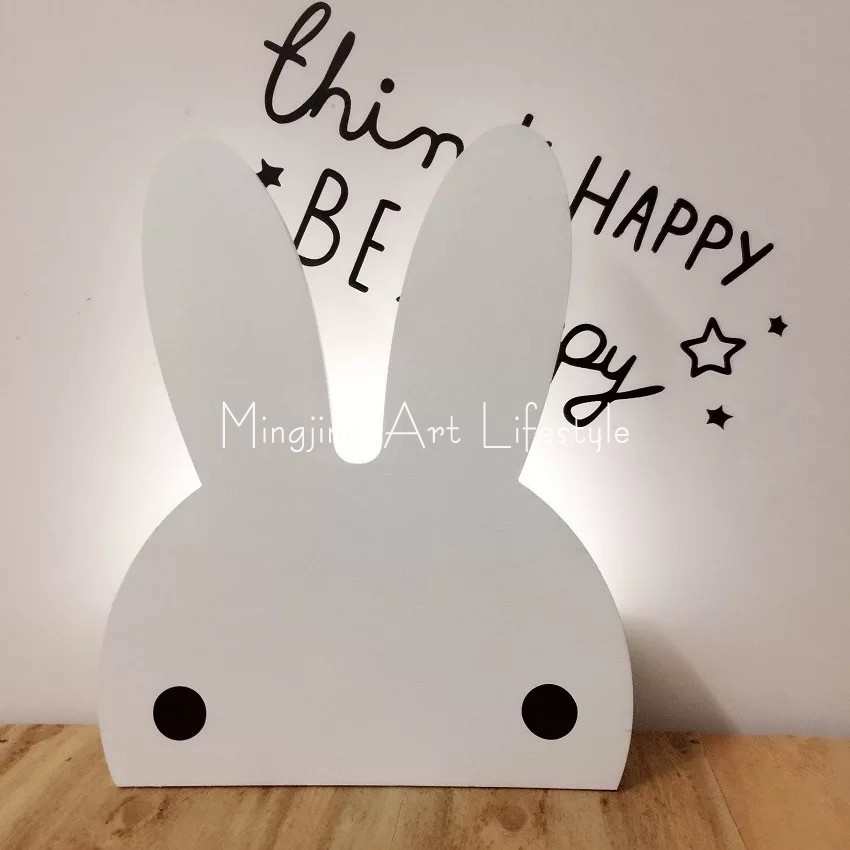 INS北欧风喂奶LED灯无线遥控木质蝙蝠兔子夜灯创意家居装饰工艺品