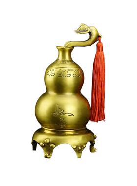 纯黄铜招财富贵如意葫芦摆件家居店铺乔迁工艺礼品客厅办公室