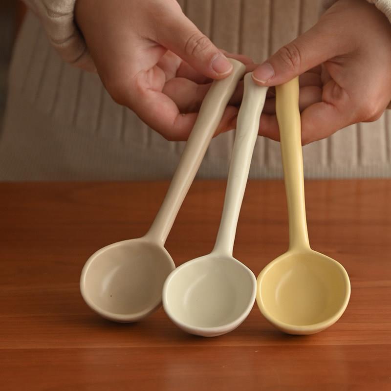 酸汤子白屿 陶瓷勺子调羹饭勺喝汤勺子家用汤匙纯色ins风酸奶