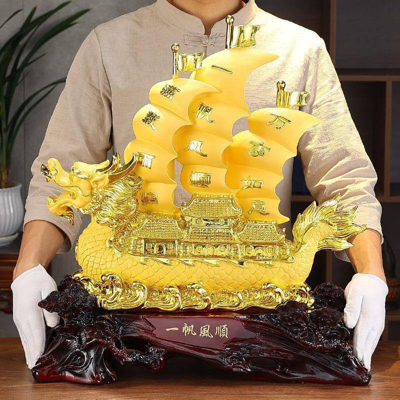 一帆风顺帆船摆件工艺品办公室桌面上风水招财家居客