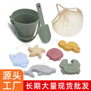 沙滩桶儿童玩具铲沙手提桶海洋系列戏水亲子挖沙硅胶沙滩玩具套装