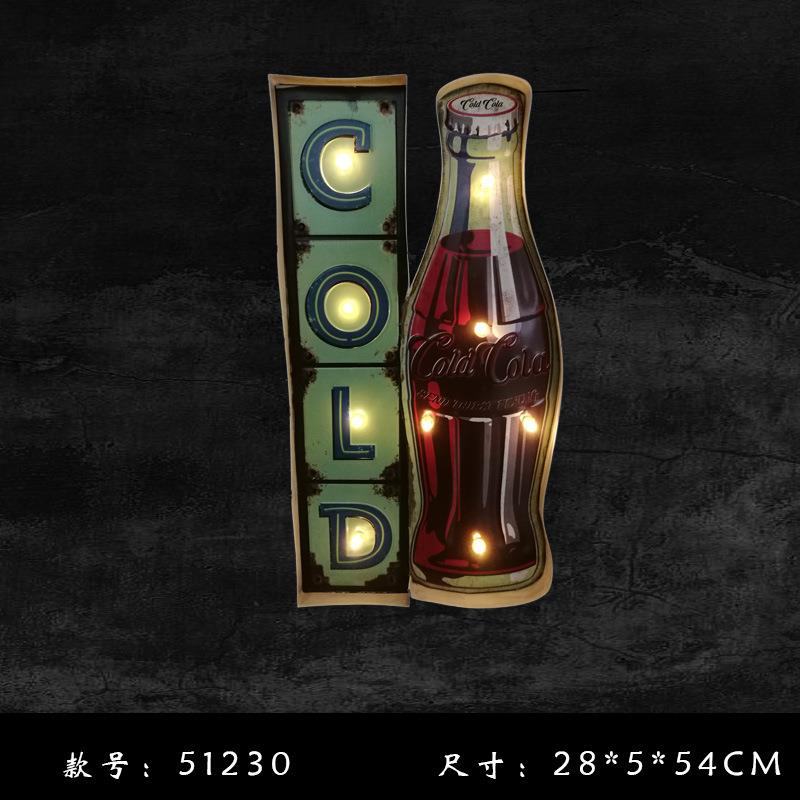 壁饰壁挂墙面装饰欢迎语LED灯大号酒吧咖啡厅挂件铁皮画MLY51230