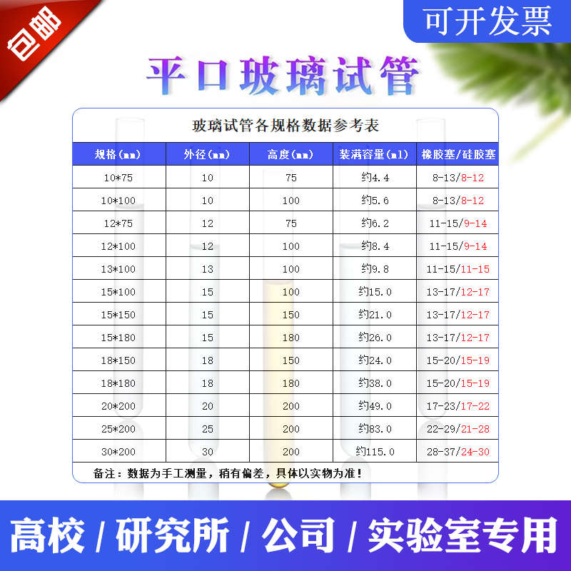 高专用实验室所玻璃试管口研究耐酸碱圆校平玻璃管高硼硅耐高温底
