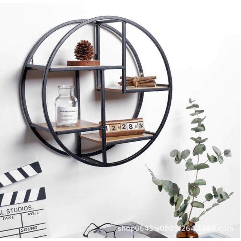 中式客厅墙上置物架铁艺实木隔板圆形壁挂家居收纳架金属制品工厂,住宅家具,搁板/置物架/家用陈列架,淘宝优惠券,粉丝福利购,淘宝优惠卷
