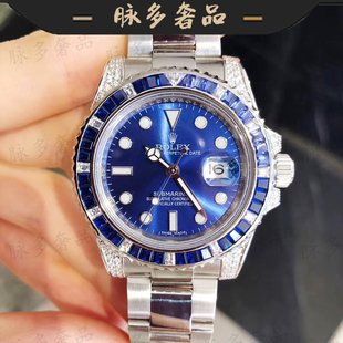 罗志祥同款劳力士潜航者后镶钻自动机械手表男士表98新116610