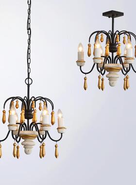 RH美式酒柜灯法式木艺吊灯餐厅客厅走廊酒柜装饰灯具轻奢实木