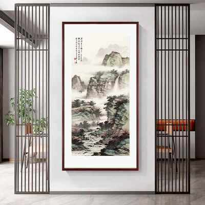 关山户水装饰画客厅入玄走廊水壁画竖版墨国画办GH2444公室书房中