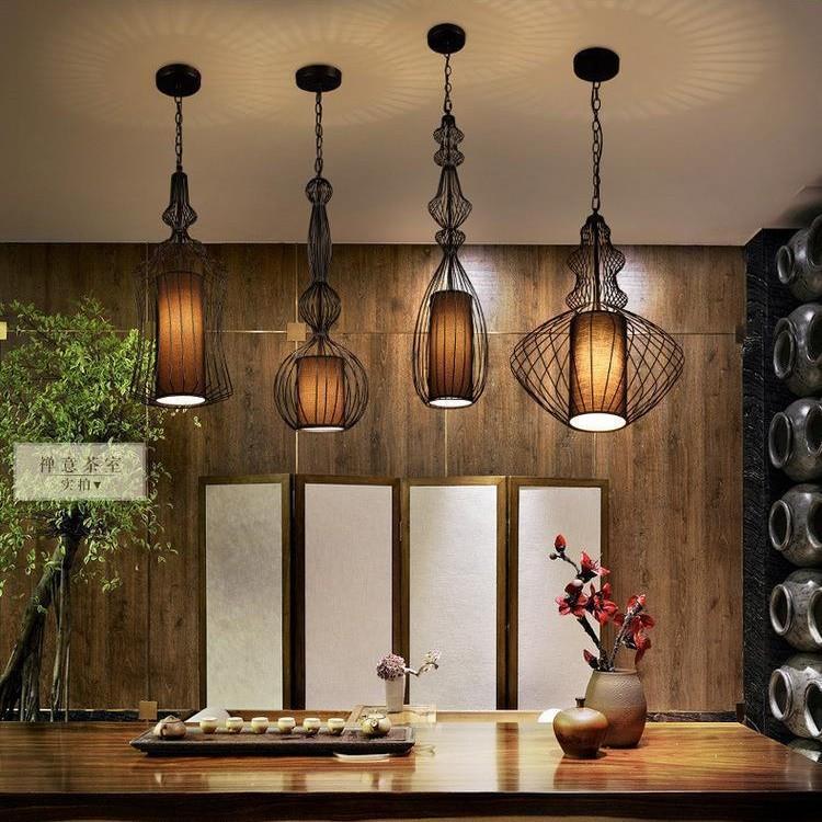 LED铁艺四件套吊灯新中式创意个性酒吧餐厅铁艺吧台灯具 厂家直供